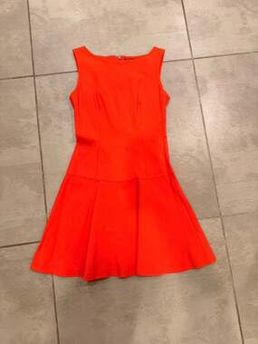 ZARA WOMAN Bright Orange Sleeveless Drop Waist Fit and Flare Mini Dress Size S